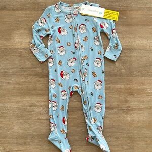 Angel Dear Baby Boy Vintage Santa Blue Bamboo Footie Sleeper 3-6 6-9 months